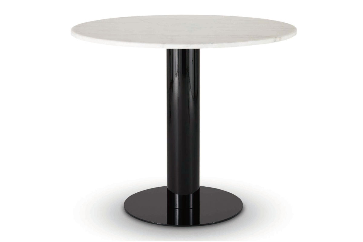 TUBE TABLE BLACK WHITE MARBLE TOP 900mm