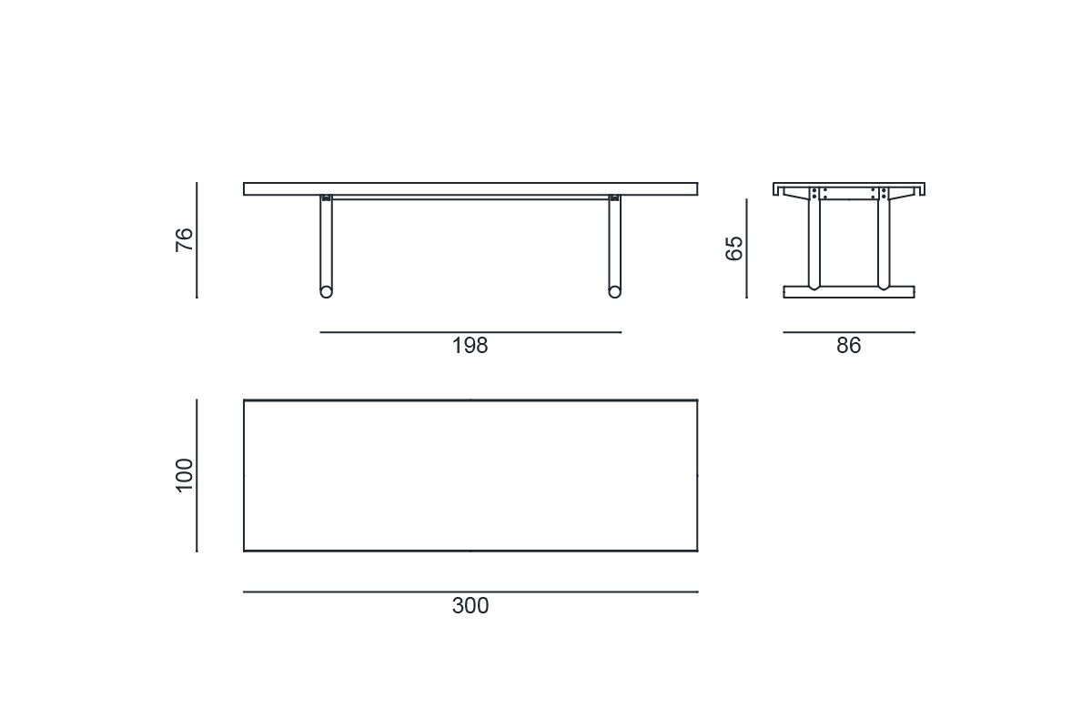 W300ｘD100ｘH76 cm