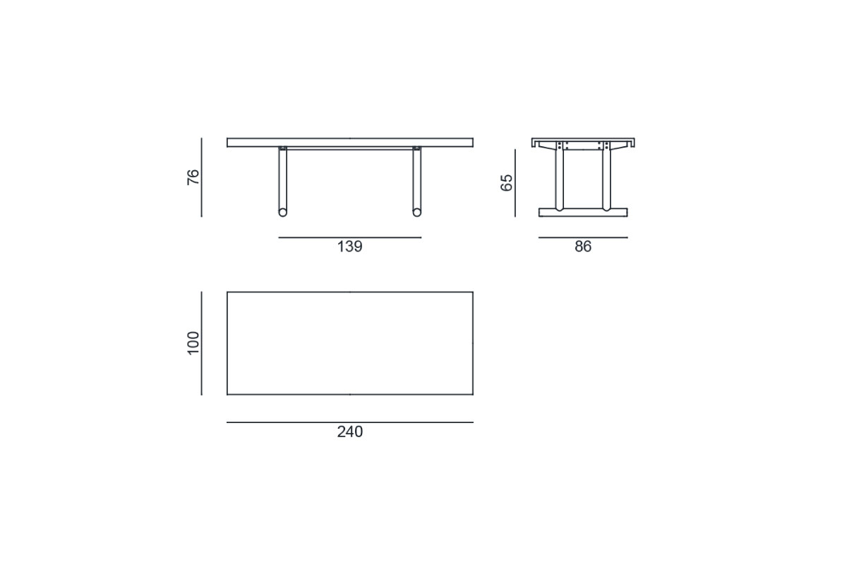 W240ｘD100ｘH76 cm