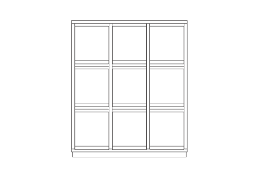 3列3段 : W113.3 × D47 × H134 cm