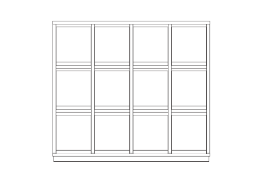 4列3段 : W150 × D47 × H134 cm