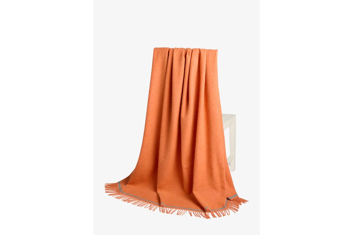 FOXFORD | Lambswool Throw DARA (Clementine/aqua stripe)