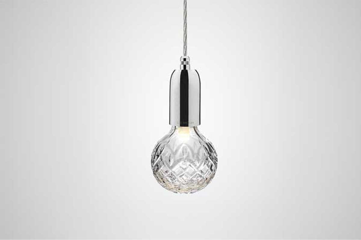 LEE BROOM | CLEAR CRYSTAL BULB PENDANT POLISHED CHROME