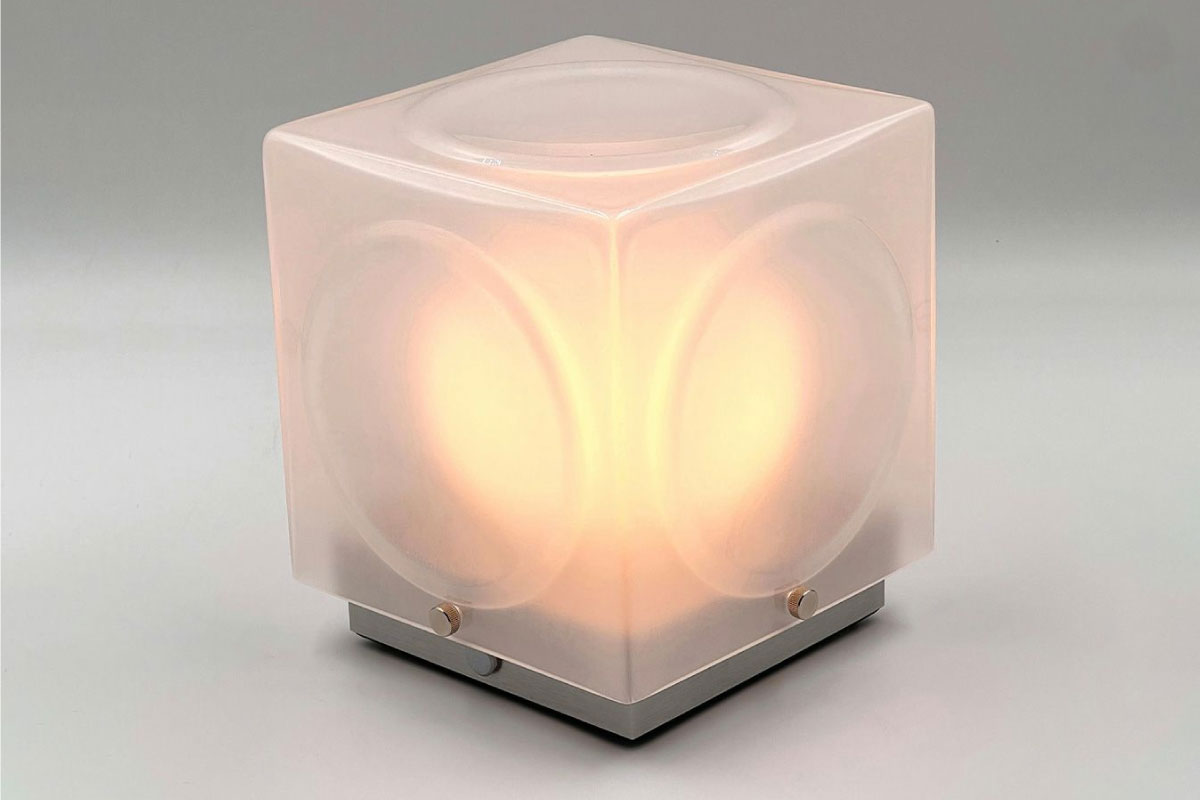 LEE BROOM | CHANT PORTABLE LAMP FROSTED & SILVER