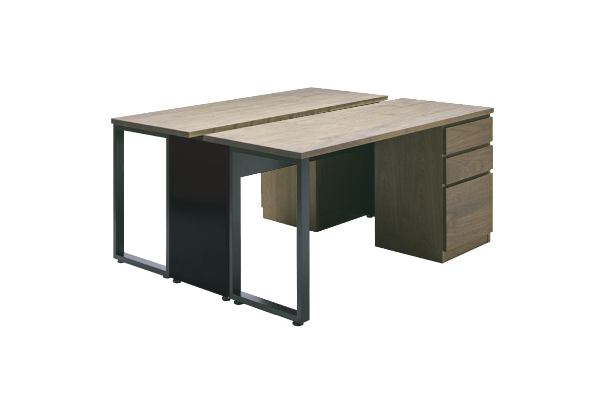 NOTE SYSTEM DESK SET 天板L150×2 + ドロワーズ45×2 + スチールレッグ×2 + ケーブルオーガナイザー