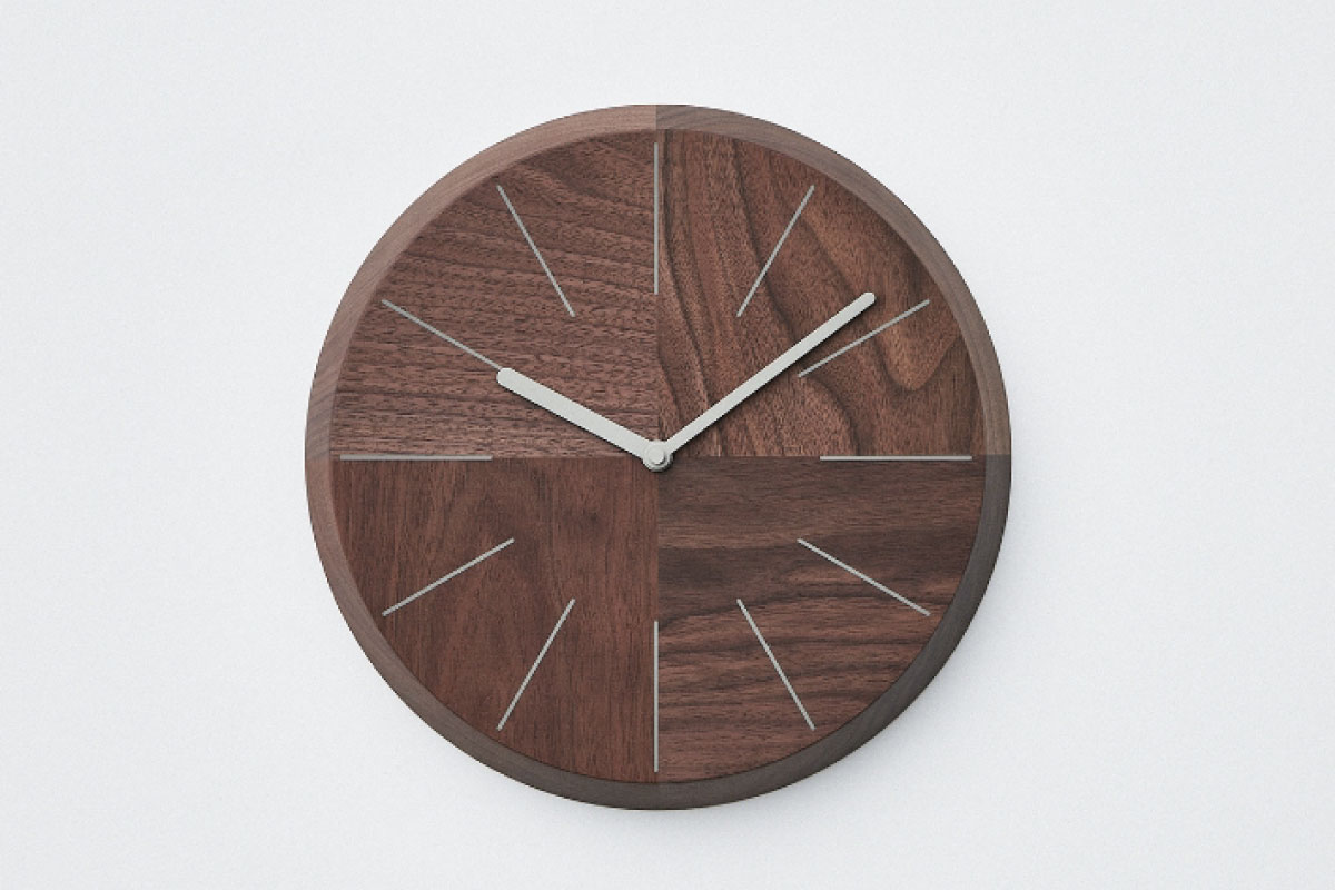 SASAKI | HAGI clock ウォールナット サークル(面取り加工なし)