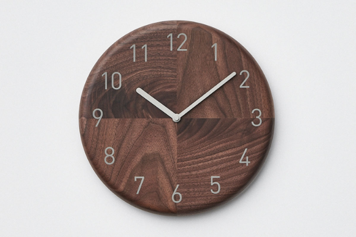 SASAKI | HAGI clock ウォールナット サークル(面取り加工あり)