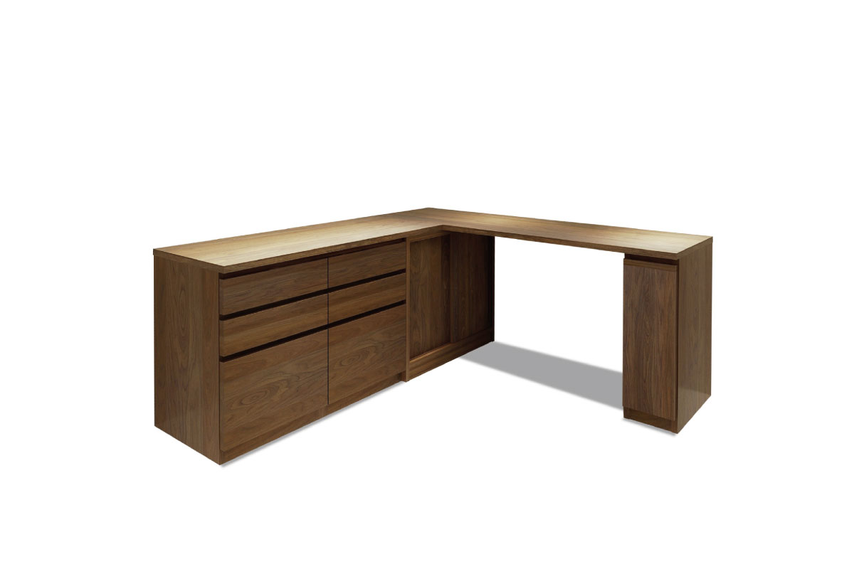 NOTE SYSTEM DESK SET 天板150+サイドトップ115.2+ドロワーズ45×2+キャビネット20右開き+コーナースライド