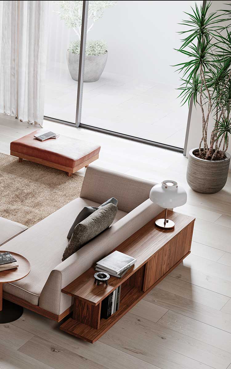 マスターウォール 「クイーンズソファ」 ウォールナット 無垢材本革2人掛けソファ masterwal クイーンズソファ ウォールナット無垢材 アカセ木工 二人がけ